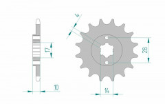 Pignon 14 dents standard 49100 - 420 Afam | Mécaboite DERBI, CAGIVA