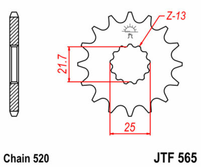 Pignon 15 dents standard 565 - 520 JT Sprockets | KAWASAKI, SUZUKI, YAMAHA, GAS GAS, CF