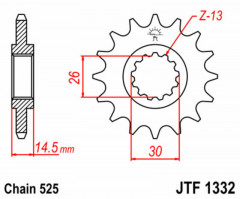 Pignon 17 dents standard 1332 - 525 JT Sprockets | Moto HONDA