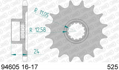 Pignon 17 dents standard 94605 - 525 Afam | Moto MV AGUSTA