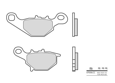 Plaquettes de frein Brembo 07036CC en carbone céramique | AN 150, EPICURO UC 125, STREET MAGIC TR 50