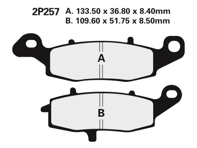 Plaquettes de frein semi-métalliques Nissin 2P-257NS | KAWASAKI, SUZUKI