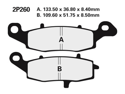 Plaquettes de frein semi-métalliques Nissin 2P-260NS | KAWASAKI, SUZUKI