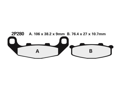 Plaquettes de frein semi-métalliques Nissin 2P-280NS | KAWASAKI, SUZUKI