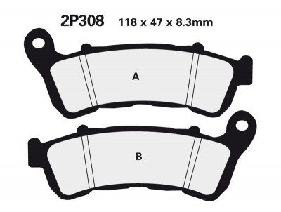 Plaquettes de frein semi-métalliques Nissin 2P-308NS | Moto HONDA, SUZUKI