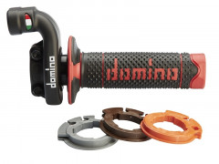 Poignée de gaz KRK avec revêtements noir/rouge Domino | HONDA, KAWASAKI, KTM, SUZUKI, HUSQVARNA