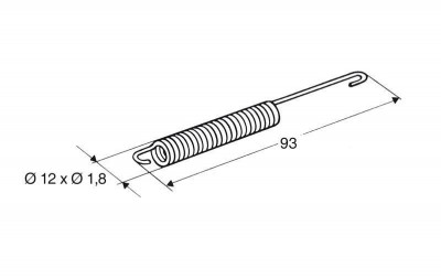 RESSORT BEQUILLE LATERALE L 93MM X Ø12MM