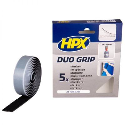 Ruban à crochets Duo Grip noir HPX 25mm X 2 m