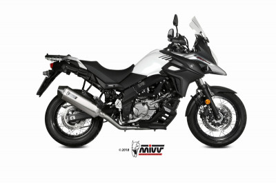 Silencieux Speed Edge inox casquette carbone Mivv | SUZUKI V-STROM DL 650