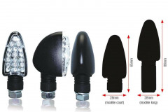 Clignotant Triangle led court noir Bihr