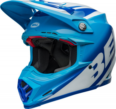 Casque cross BELL Moto-9S Flex - Rail Gloss Blue/White taille XL