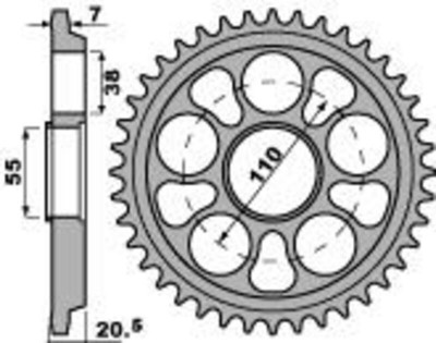 Couronne Ultra-Light aluminium anodisé dur 42 dents 525 Pbr | Moto DUCATI, TRIUMPH