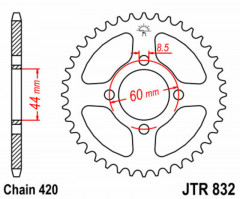 Couronne 50 dents acier standard 832 - 420 JT Sprockets | MBK X-LIMIT 50, YAMAHA DT MX 50, YAMAHA DT R 50