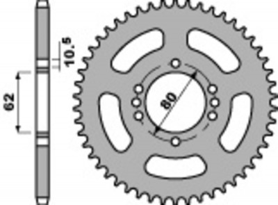 Couronne standard 53 dents Pbr | DT LC 125, DT MX 125, TTR 125, TT-R E (DEM ELEC) 125