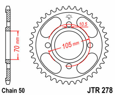 Couronne Standard 36 Dents JT Sprockets | CB F 400, CB FOUR 350, CB G 360, CB K4 350