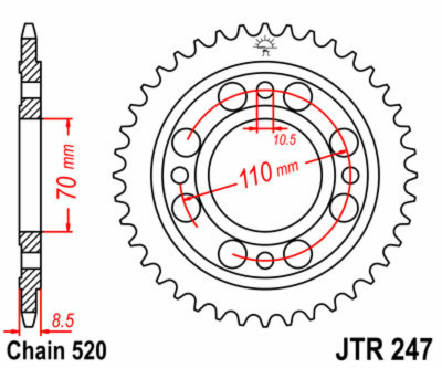 Couronne 36 dents acier standard 247 - 520 JT Sprockets | HONDA CB N 400, HONDA CM T 400