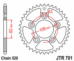 Couronne 39 Dents Standard 701 - 520 JT Sprockets | Moto APRILIA, CAGIVA