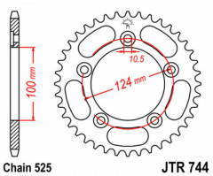 Couronne 39 dents acier standard 744 - 525 JT Sprockets | DUCATI R SUPERBIKE 749, DUCATI S SUPERBIKE 749