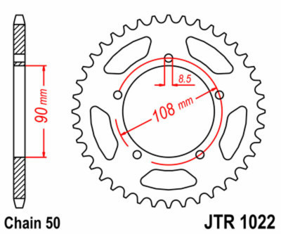 Couronne 40 Dents 650 Standard 1022 - 530 JT Sprockets | ALAZZURRA 650, F1 750, PANTAH 500, 600