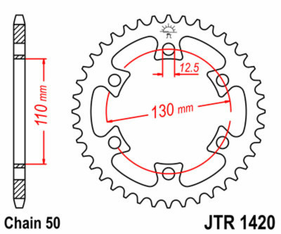 Couronne 40 dents acier standard 1420 - 530 JT Sprockets | CAN-AM DS 650, CAN-AM DS BAJA 650