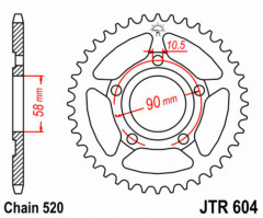 Couronne 40 Dents Standard 604 - 520 JT Sprockets | Moto HONDA, GILERA