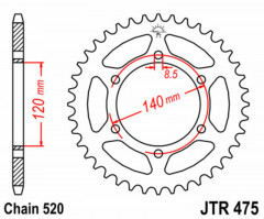 Couronne 40 Dents Standard 475 - 520 JT Sprockets | KL 250, KLR 250, VULCAN EN 500, W 800