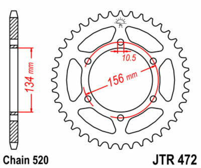 Couronne 40 dents acier standard 472 - 520 JT Sprockets | KAWASAKI KR1 250, KAWASAKI KR1 S 250
