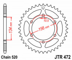 Couronne 40 dents acier standard 472 - 520 JT Sprockets | KAWASAKI KR1 250, KAWASAKI KR1 S 250