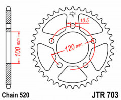 Couronne Standard 40 Dents 703 - 520 JT Sprockets | PEGASO STRADA 650, RS 125, RSV R 1000