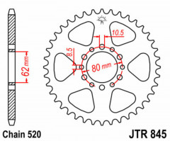 Couronne 40 dents acier standard 845 - 520 JT Sprockets | YAMAHA SR 250, YAMAHA XT 250, YAMAHA YZ 125