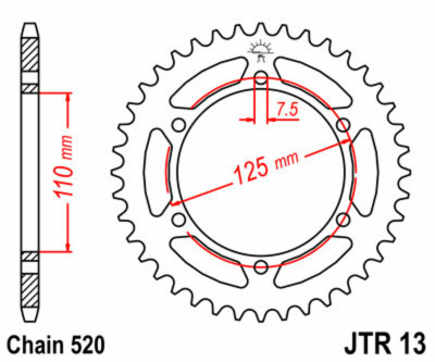 Couronne 41 Dents 125 Standard JT Sprockets | ALETTA ORO 125, BLUES 125, FRECCIA C10 125
