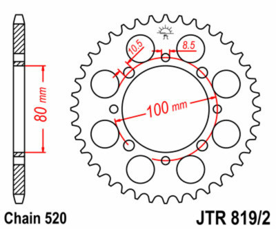 Couronne 41 dents acier standard 819/2 - 520 JT Sprockets | SUZUKI MARAUDER GZ 250