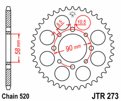 Couronne Standard 41 Dents 273 - 520 JT Sprockets | Moto HONDA