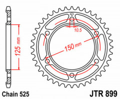 Couronne 42 Dents Standard 899 - 525 JT Sprockets | Motocross, Moto KTM, HUSQVARNA, HUSABERG