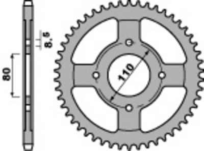 Couronne 42 dents acier standard 4597 - 428 Pbr | HONDA CBF 125