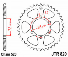 Couronne 42 Dents Standard 820 - 520 JT Sprockets | SUZUKI, BETA, GAS GAS, HUSQVARNA, SHERCO HRD