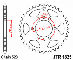 Couronne 42 dents acier standard 1825 - 520 JT Sprockets | SUZUKI DR S 750, SUZUKI GN L 400