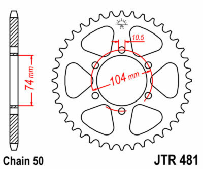 Couronne 42 dents acier standard 481 - 530 JT Sprockets | KAWASAKI Z 650