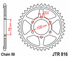 Couronne 44 Dents Standard 816 - 530 JT Sprockets | Moto SUZUKI, HUSQVARNA
