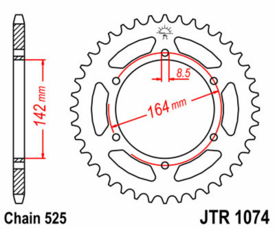 Couronne 44 dents acier standard 1074 - 525 JT Sprockets | HYOSUNG GT COMET 650