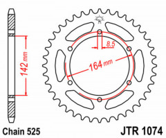 Couronne 44 dents acier standard 1074 - 525 JT Sprockets | HYOSUNG GT COMET 650