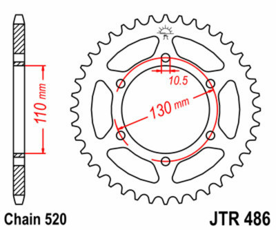 Couronne 45 Dents Standard 486 - 520 JT Sprockets | Moto KAWASAKI