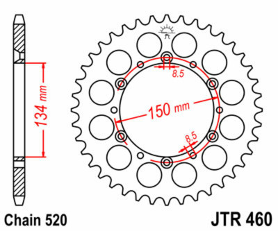 Couronne 45 dents type 460 pas de 520 standard JT Sprockets | Motocross KAWASAKI