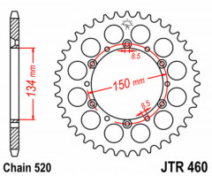 Couronne 45 dents type 460 pas de 520 standard JT Sprockets | Motocross KAWASAKI