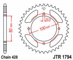 Couronne 45 dents acier standard 1794 - 428 JT Sprockets | SUZUKI MARAUDER GZ 125
