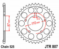 Couronne 45 Dents Standard 807 - 525 JT Sprockets | Moto SUZUKI