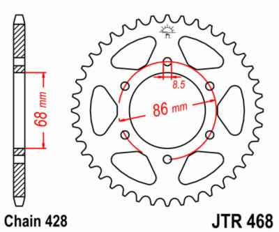 Couronne 46 dents acier standard 468 - 428 JT Sprockets | KAWASAKI ELIMINATOR BN 125