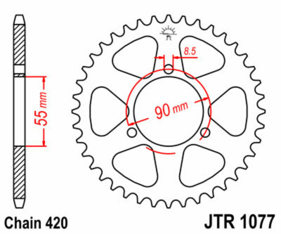 Couronne 47 dents acier standard 1077 - 420 JT Sprockets | RIEJU NAKED 50, RIEJU RS2 MATRIX 50