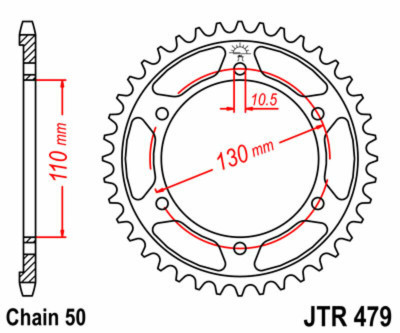 Couronne 47 Dents Standard 479 - 530 JT Sprockets | Moto SUZUKI, YAMAHA
