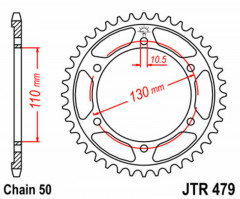 Couronne 47 Dents Standard 479 - 530 JT Sprockets | Moto SUZUKI, YAMAHA